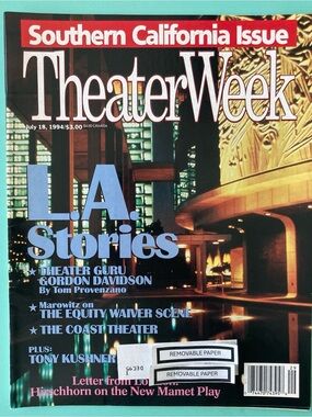 L.A. THEATER  - Tony Kushner Theater Week Magazine July 18 1994 - Label Attached